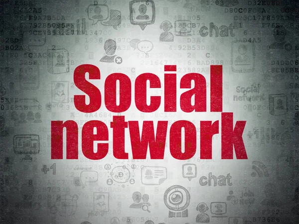 Концепция социальных медиа: Социальная сеть на фоне цифровых документов — стоковое фото