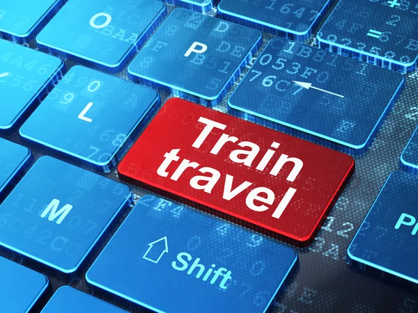 Tourism concept: Train Travel on computer keyboard background — Foto Stock