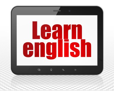 Eğitim konsepti: Tablet Pc Bilgisayar ekranda İngilizce öğrenin