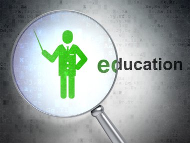 Eğitim konsepti: Optik camlı Öğretmen ve Eğitim