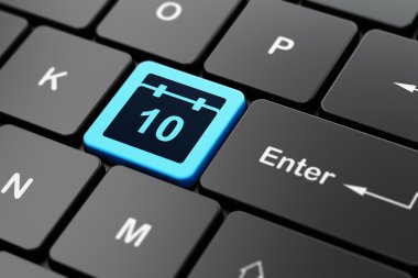 Zaman çizelgesi kavramı: Takvim bilgisayar klavye arka plan üzerinde