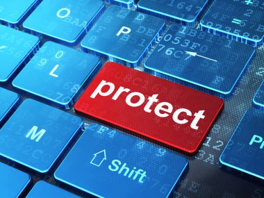 Privacy concept: Protect on computer keyboard background