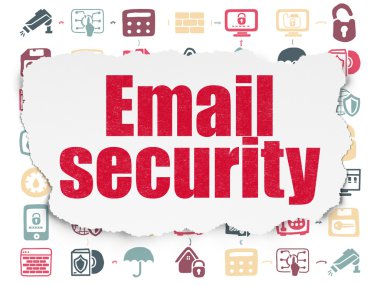 Koruma kavramı: yırtık kağıt arka plan üzerinde güvenlik e-posta