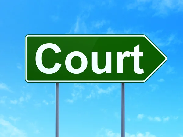 Law concept: Court on road sign background — Φωτογραφία Αρχείου