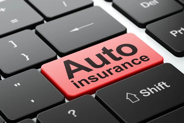 Verzekering concept: Auto Insurance op computer toetsenbord achtergrond — Stockfoto