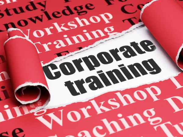 Learning concept: black text Corporate Training under the piece of  torn paper — ストック写真