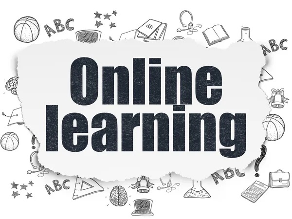 Learning concept: Online Learning on Torn Paper background — Stok fotoğraf