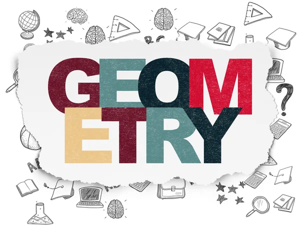 Leren concept: geometrie op gescheurd papier achtergrond — Stockfoto