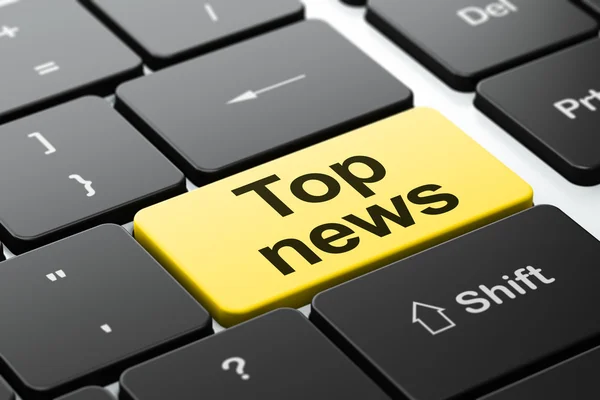 Concepto de noticias: Top News en el fondo del teclado del ordenador — Foto de Stock