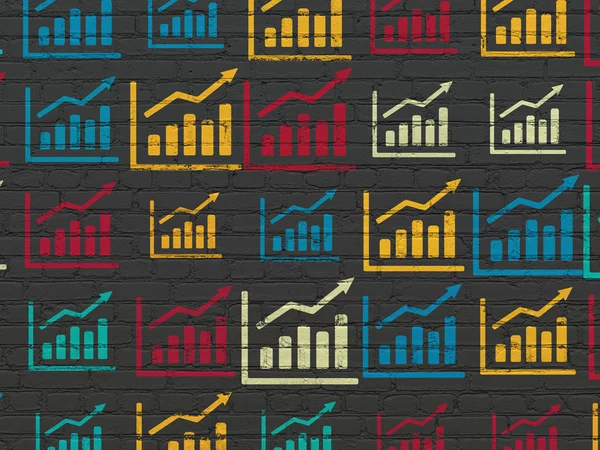 News concept: Growth Graph icons on wall background — Stock Photo, Image