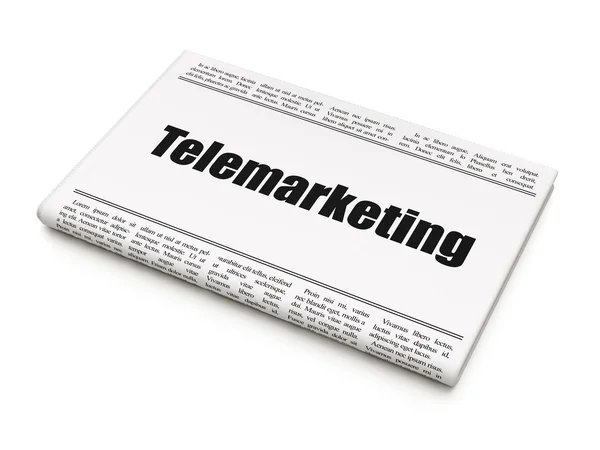 Advertising concept: newspaper headline Telemarketing — Φωτογραφία Αρχείου