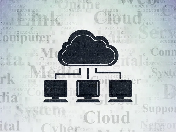 Cloud computing concept: Cloud Network on Digital Paper background — Stock fotografie