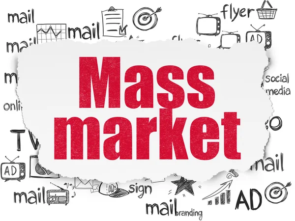 Concepto de marketing: Mercado de masas en un contexto de papel roto — Foto de Stock