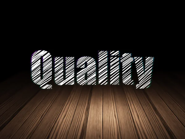 Advertising concept: Quality in grunge dark room — Stock Photo, Image