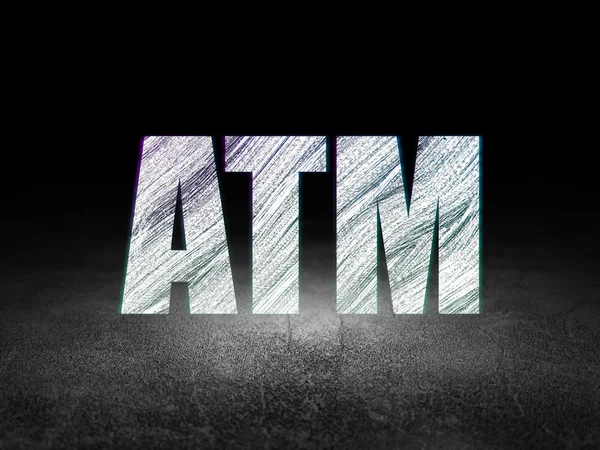 Bankacılık kavramı: Atm grunge karanlık odada — Stok fotoğraf