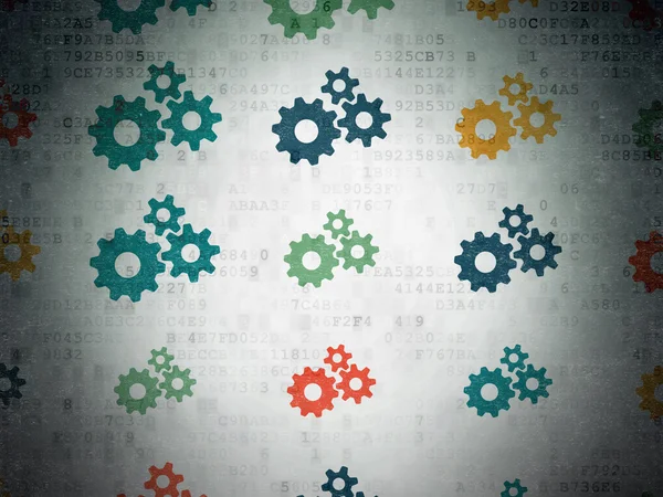 Data concept: Gears icons on Digital Paper background — Stock Photo, Image