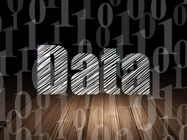 Conceito de dados: Dados em sala escura grunge — Fotografia de Stock