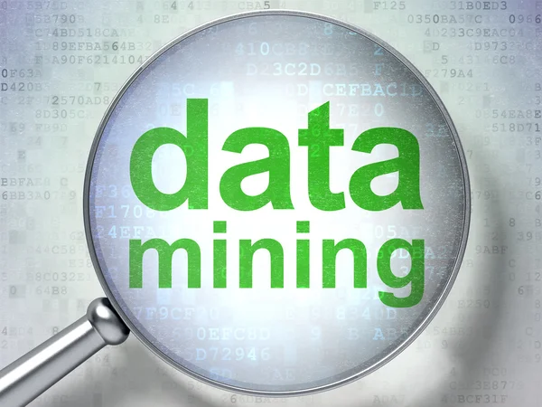 Information concept: Data Mining with optical glass — Stock Photo, Image