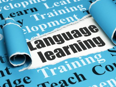 Öğrenme kavramı: yırtık kağıt parçası altında siyah metin Dil Öğrenme