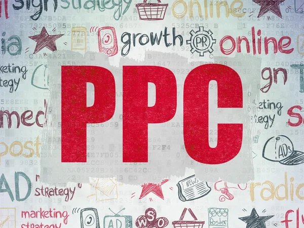 Concept marketing : PPC sur fond de papier numérique — Photo