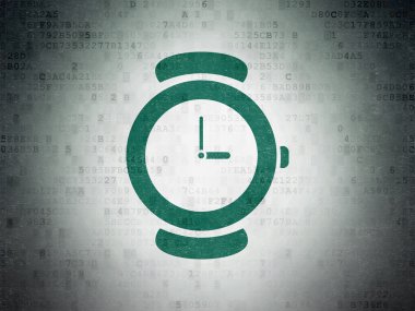 Timeline concept: Hand Watch on Digital Paper background
