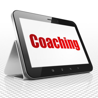 Eğitim kavram: Coaching ekranda Tablet bilgisayarınızla