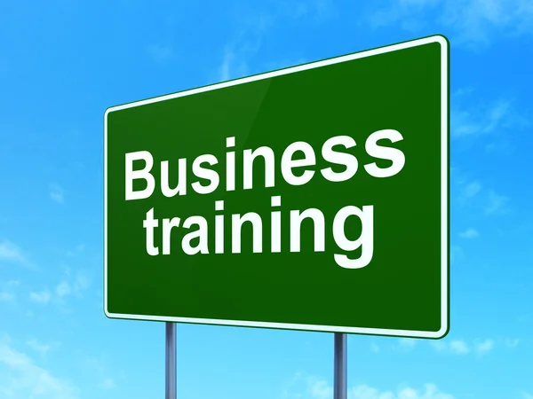 Studying concept: Business Training on road sign background — 图库照片