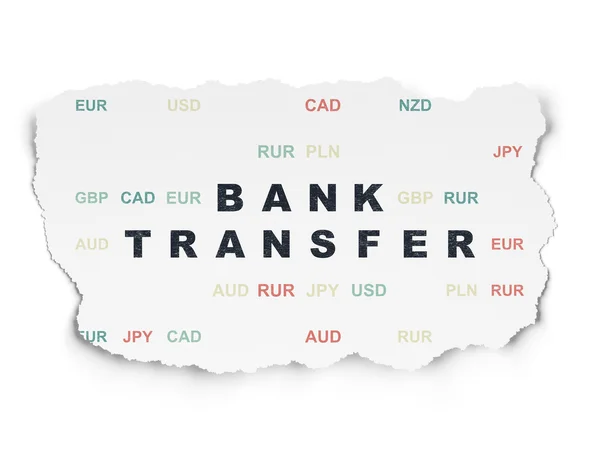 Concept bancaire : virement bancaire sur papier déchiré — Photo