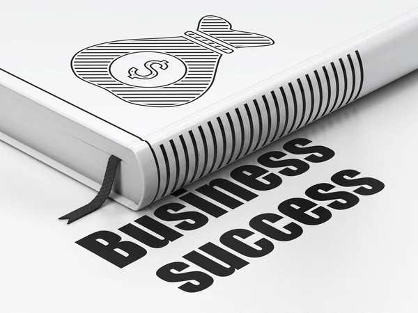 Conceito de finanças: livro Money Bag, Business Success on white background — Fotografia de Stock