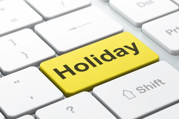 Conceito de turismo: férias no fundo do teclado do computador — Fotografia de Stock