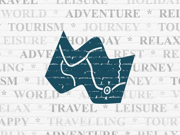 Travel concept: kaart op muur achtergrond — Stockfoto