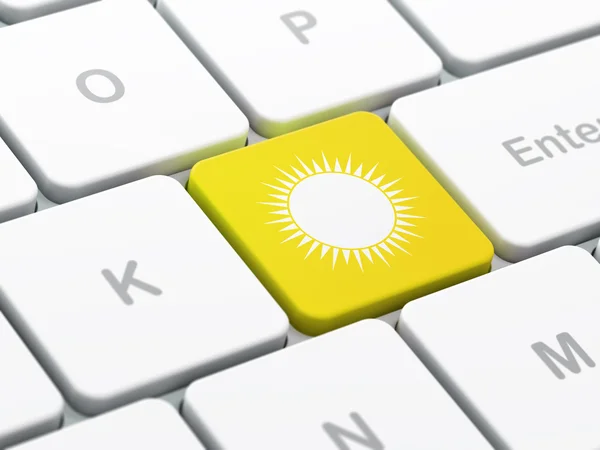Tourismuskonzept: Sonne auf Computertastatur — Stockfoto