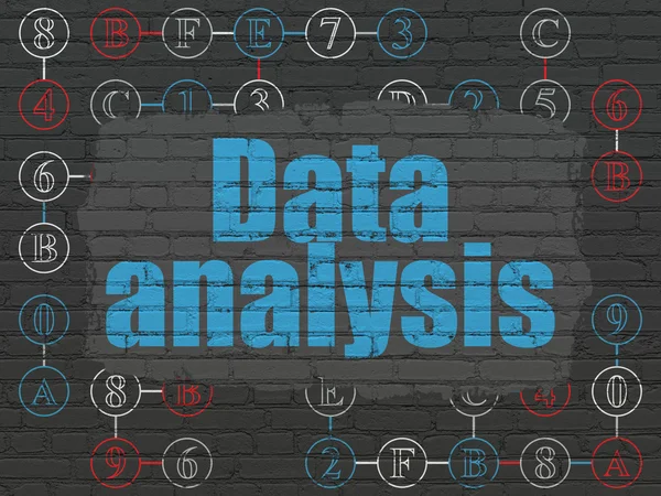 Datenkonzept: Datenanalyse auf Wandhintergrund — Stockfoto