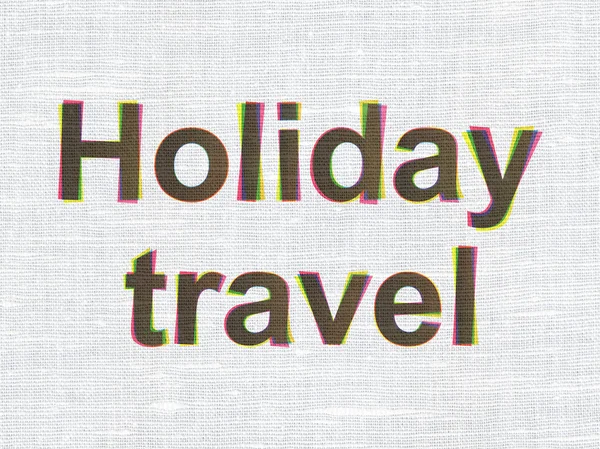 Concepto de vacaciones: Viaje de vacaciones sobre fondo de textura de tela — Foto de Stock