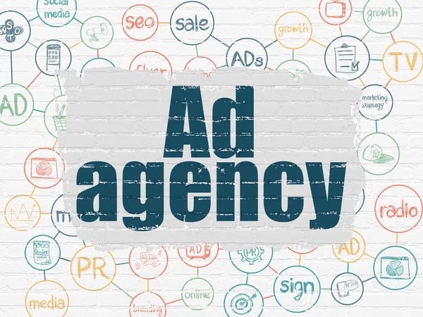 Marketing concept: Ad Agency on wall background — Stock Photo, Image