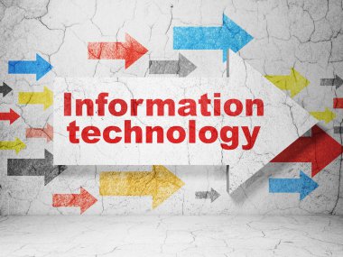 Data concept: arrow with Information Technology on grunge wall background