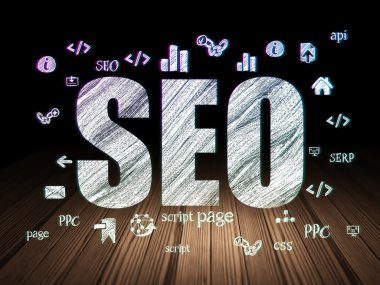 Web tasarım konsepti: grunge karanlık odada Seo