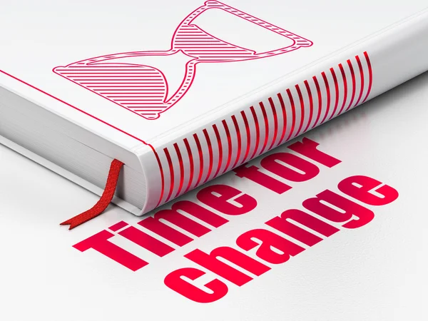Έννοια χρόνου: βιβλίο κλεψύδρα, καιρός για αλλαγή σε λευκό φόντο — Φωτογραφία Αρχείου
