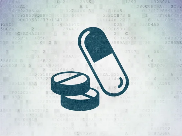 Healthcare concept: Pills on Digital Paper background — Stok fotoğraf