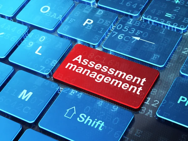 Conceito de negócio: Assessment Management no fundo do teclado do computador — Fotografia de Stock