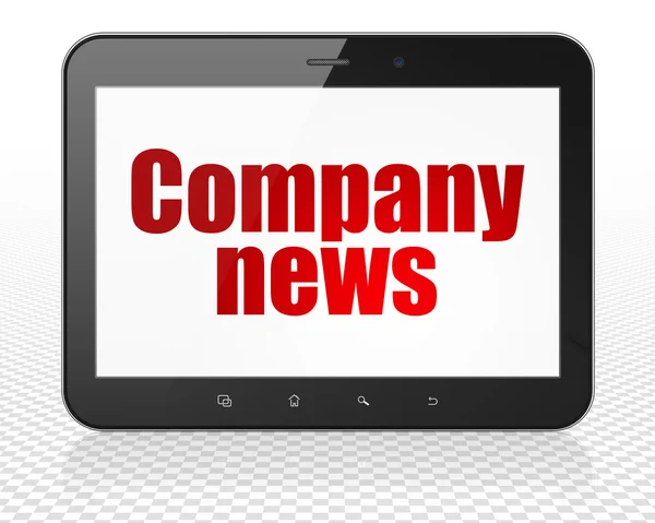 Concetto di notizie: Tablet PC Computer con Company News in mostra — Foto Stock