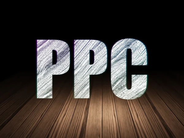 Маркетинговая концепция: PPC в гранж темной комнате — стоковое фото