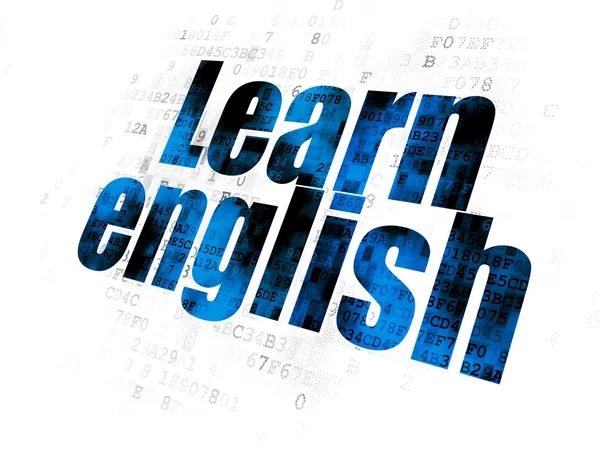 Concepto de aprendizaje: Aprende inglés sobre fondo digital — Foto de Stock