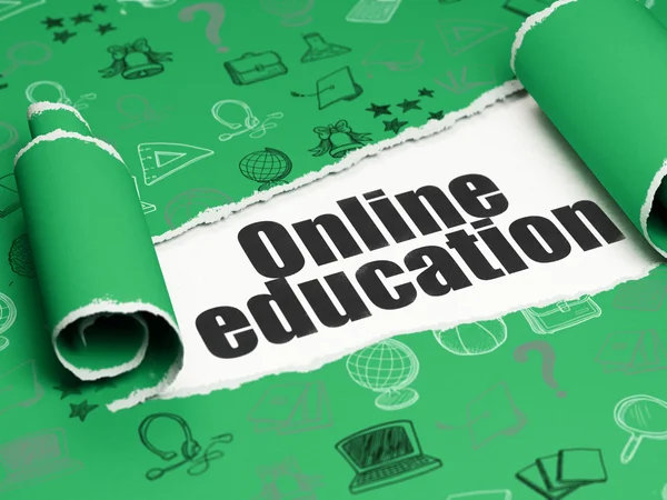 Conceito de aprendizagem: texto preto Educação online sob o pedaço de papel rasgado — Fotografia de Stock