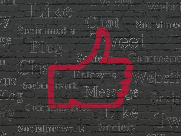Концепция социальных сетей: Большой палец на стене — стоковое фото