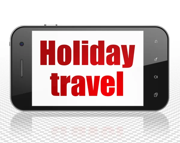Conceito de turismo: Smartphone com viagens de férias em exposição — Fotografia de Stock