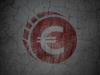 Bankacılık kavramı: Euro sikke grunge duvar arka plan üzerinde