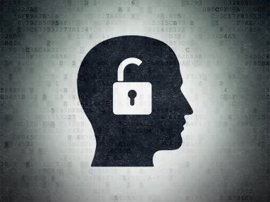 Business concept: Head With Padlock on Digital Paper background