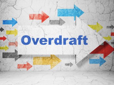 Finans kavramı: grunge duvar arka plan overdraft ile ok