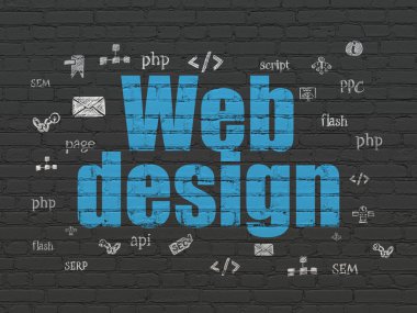Web geliştirme kavramı: web tasarım duvar zemin üzerine